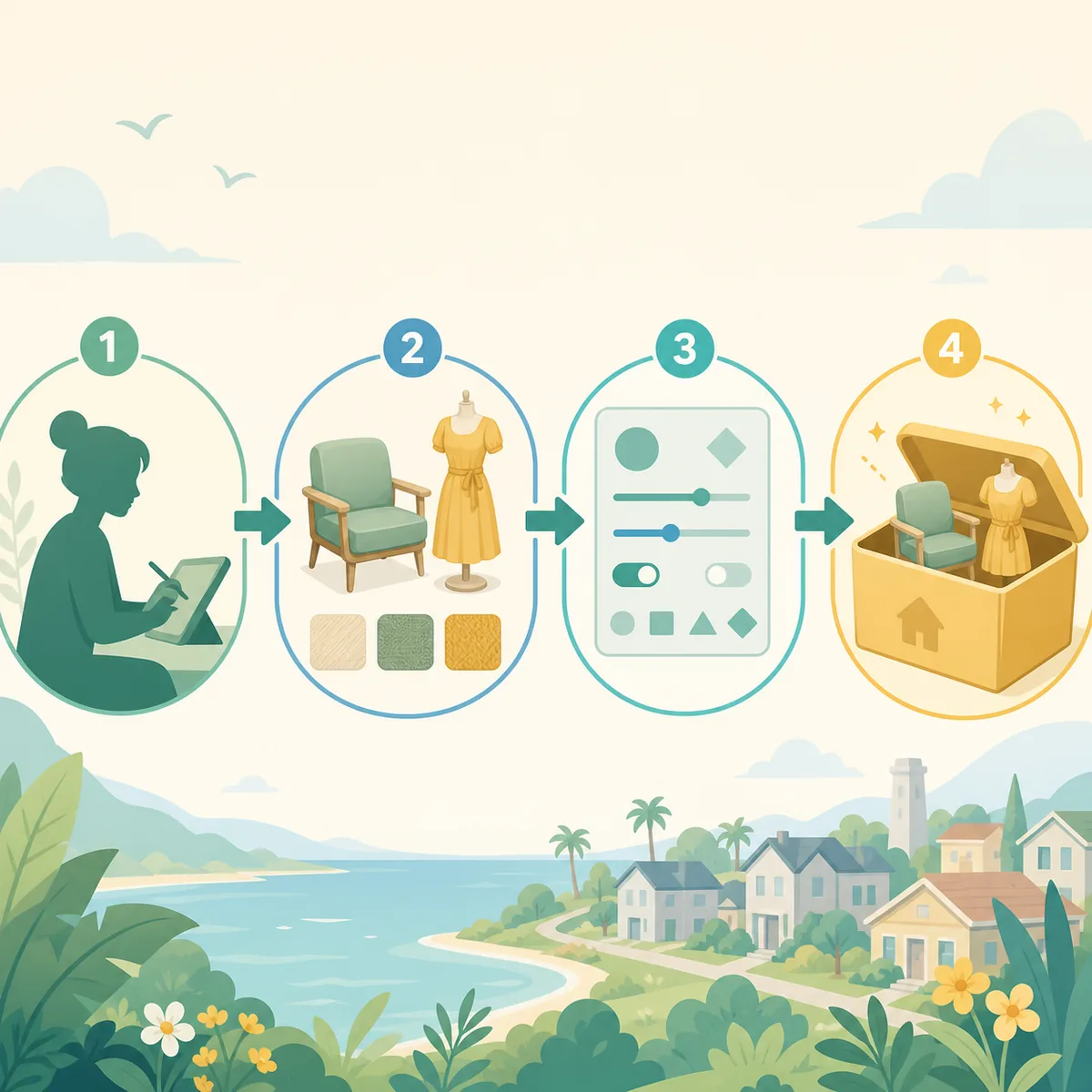Non-official explanatory illustration of a four-stage Paralives modding workflow
